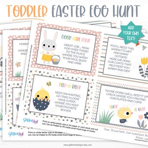 Toddler Easter scavenger hunt easy clues / Printable Easter egg hunt indoors / Editable kids treasure hunt clues / Easter bunny party games image 9