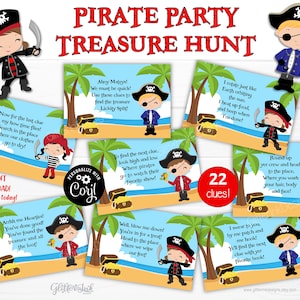Pirate party treasure hunt clues for kids / Pirate party scavenger hunt / Boy girl pirate party games / Pirate treasure chest hunt