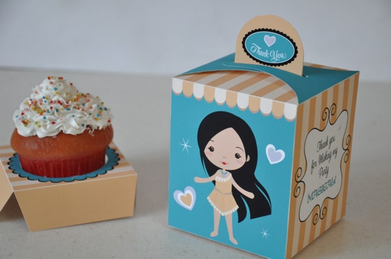 Pocahontas cupcake box / Princess Party printable favor box / Disney Princess party favors / Pocahontas treat box Il_570xn