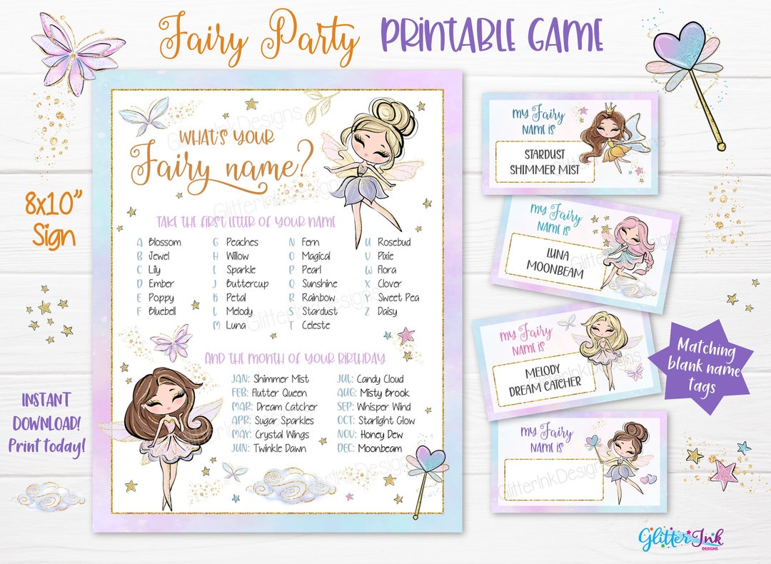 What's Your Fairy Name Printable Party Game / Fairy Party Name ...