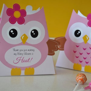 1st birthday party favors / Owl theme baby shower favor box / Printable owl treat box / Owl 1st birthday treat boxes image 2