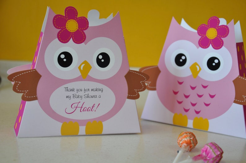 1st birthday party favors / Owl theme baby shower favor box / Printable owl treat box / Owl 1st birthday treat boxes image 2