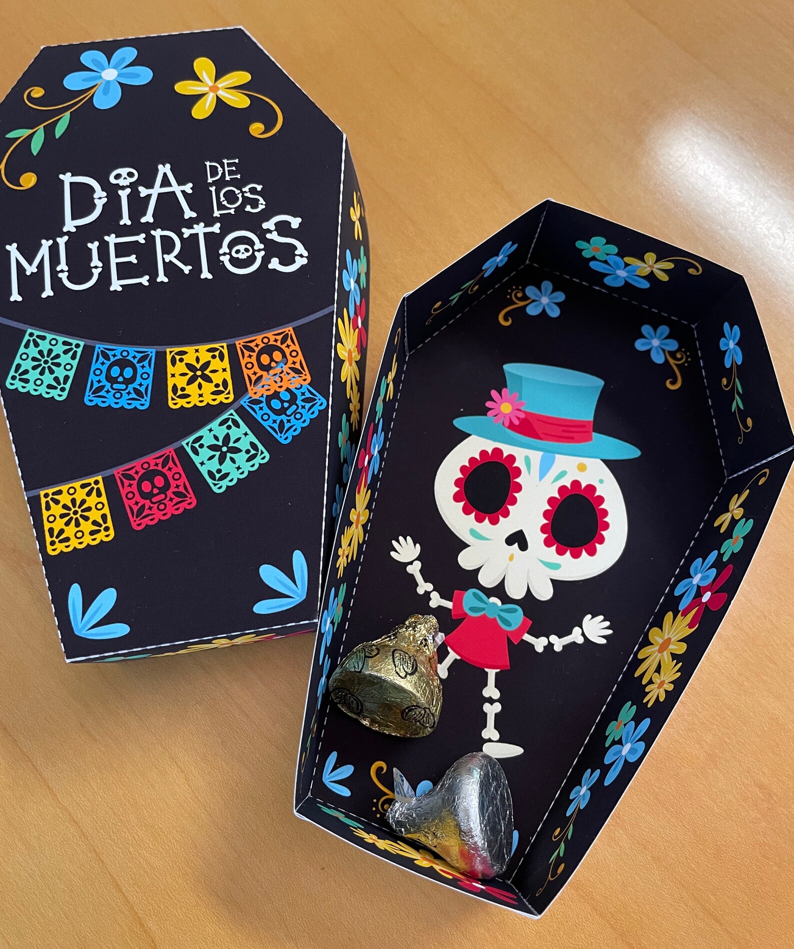 Day of the Dead Coffin Treat Box, Día De Los Muertos Sugar Skull Party ...