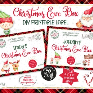 Twas the Night Before Christmas Eve Box Printable Labels, Xmas Eve