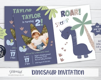 Dinosaur invitation / Dinosaur party invitation / Dinosaur birthday invitation / Dinosaur theme party printable invitation