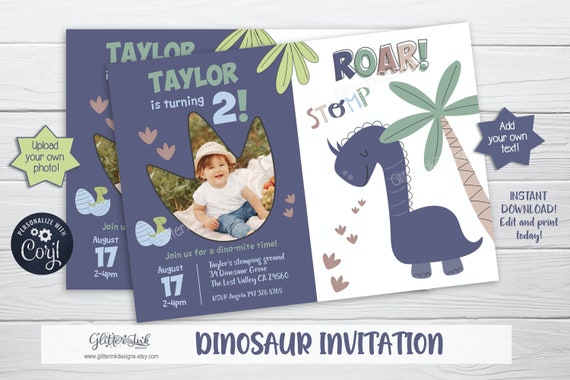 Dinosaur invitation / Dinosaur party invitation / Dinosaur birthday invitation / Dinosaur theme party printable invitation Il_570xn