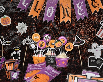 Halloween printable party package / Halloween decor / Halloween decorations "Trick or Treat"