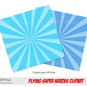 Superhero clipart / flying superheroes clipart / Super boy clipart and digital papers / super hero party decor image 8