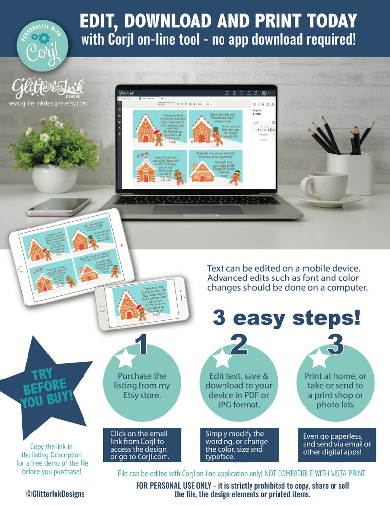 Gingerbread Christmas scavenger hunt clue cards, Printable treasure hunt clues for kids and family party games image 10