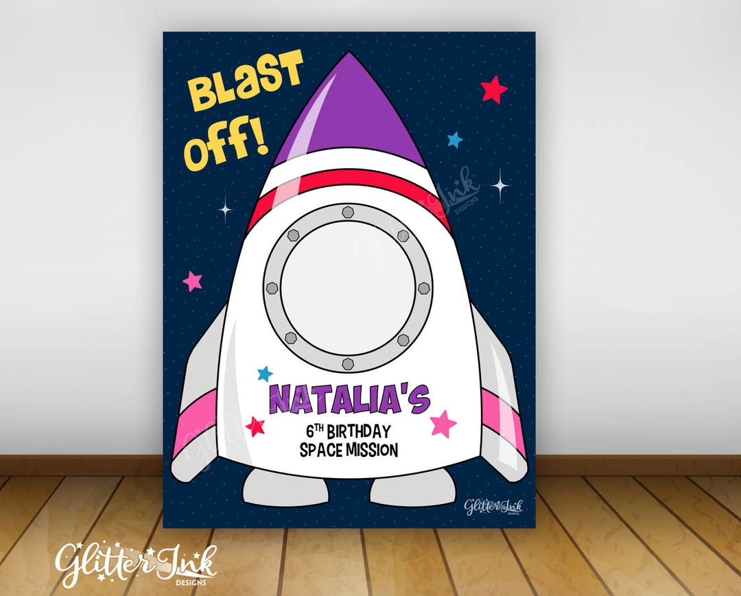 Outer Space Party Printable Photo Booth Frame / Rocket Party Prop ...