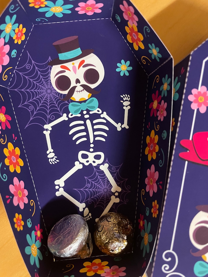 Day of the Dead Coffin Treat Box, Dia De Los Muertos Sugar Skull Party ...