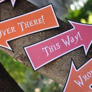 Alice in Wonderland & Mad Hatter Tea Party signs / this way that way arrow signs / Wonderland party printable photo props image 3