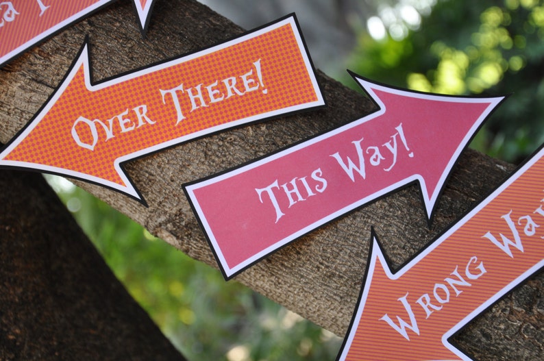 Alice in Wonderland & Mad Hatter Tea Party signs / this way that way arrow signs / Wonderland party printable photo props image 3