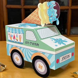 Ice cream truck printable favor box / DIY Ice cream party favors / Editable ice cream treat box / Personalized ice cream party decorations