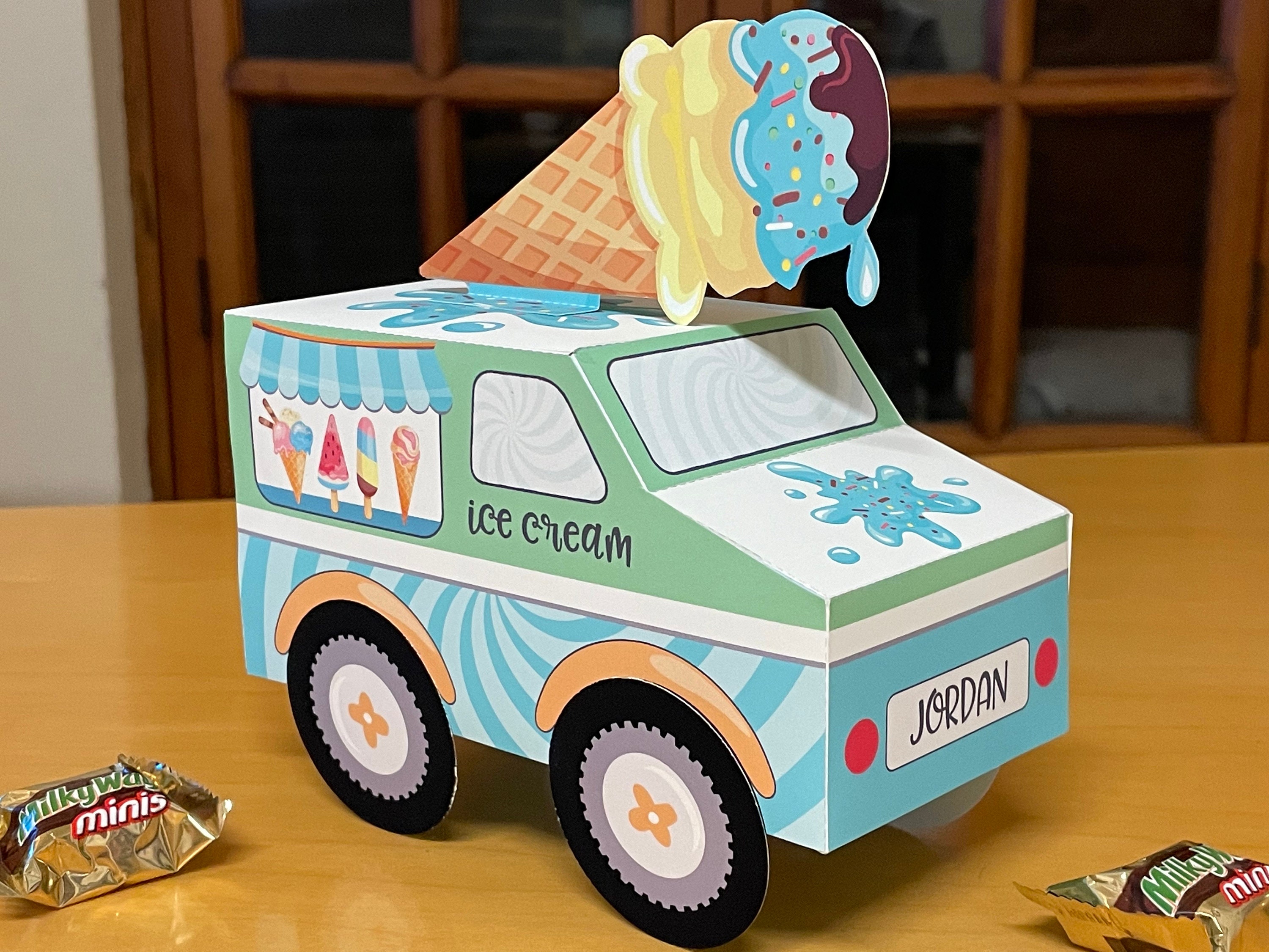 Ice cream truck printable favor box / DIY Ice cream party favors / Editable ice cream treat box / Personalized ice cream party decorations