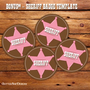 Pink cowgirl party cupcake toppers and wrappers / Wild West printable favor bag tags image 4