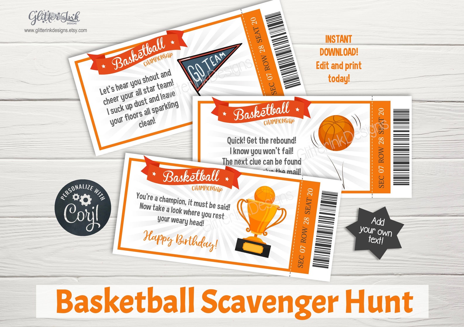 Basketball Scavenger Hunt Clue Cards / Basketball Party Kids Etsy