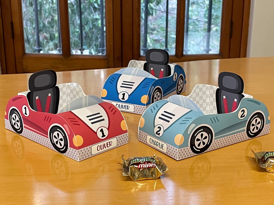 3 Race Car Birthday Printable Favor Box Templates / Papercraft Racing