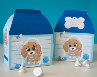 Puppy dog birthday party printable dog house favor box / Dog spa party favors / Dog treat box / Printable dog kennel box
