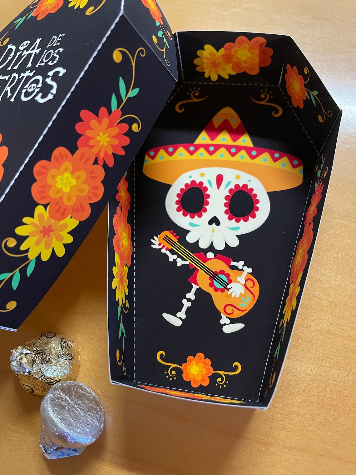 Day of the Dead Coffin Treat Box, Día De Los Muertos Sugar Skull Party ...