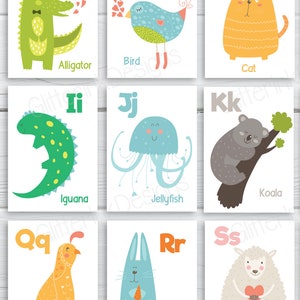Animal alphabet flash cards / ABC animal flash cards nursery classroom alphabet cards / Printable kindergarten homeschool learning game image 3