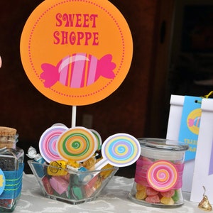 Candyland party decorations, Sweet Shoppe Lollipop party printable candy land birthday decor centerpiece party favors