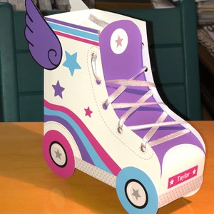 Roller skate party favors / Printable skate favor boxes / Sneaker skating birthday candy treat box digital download image 2