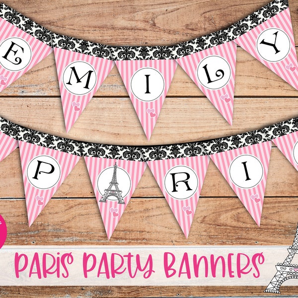 Paris theme party printable banner / Party in Paris 15th birthday bunting / French decorations Eiffel Tower Ooh la la Sweet 16 party decor