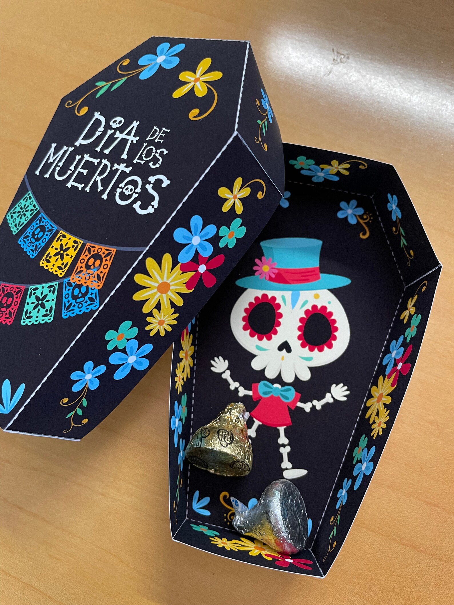 Day of the Dead Coffin Treat Box, Día De Los Muertos Sugar Skull Party ...