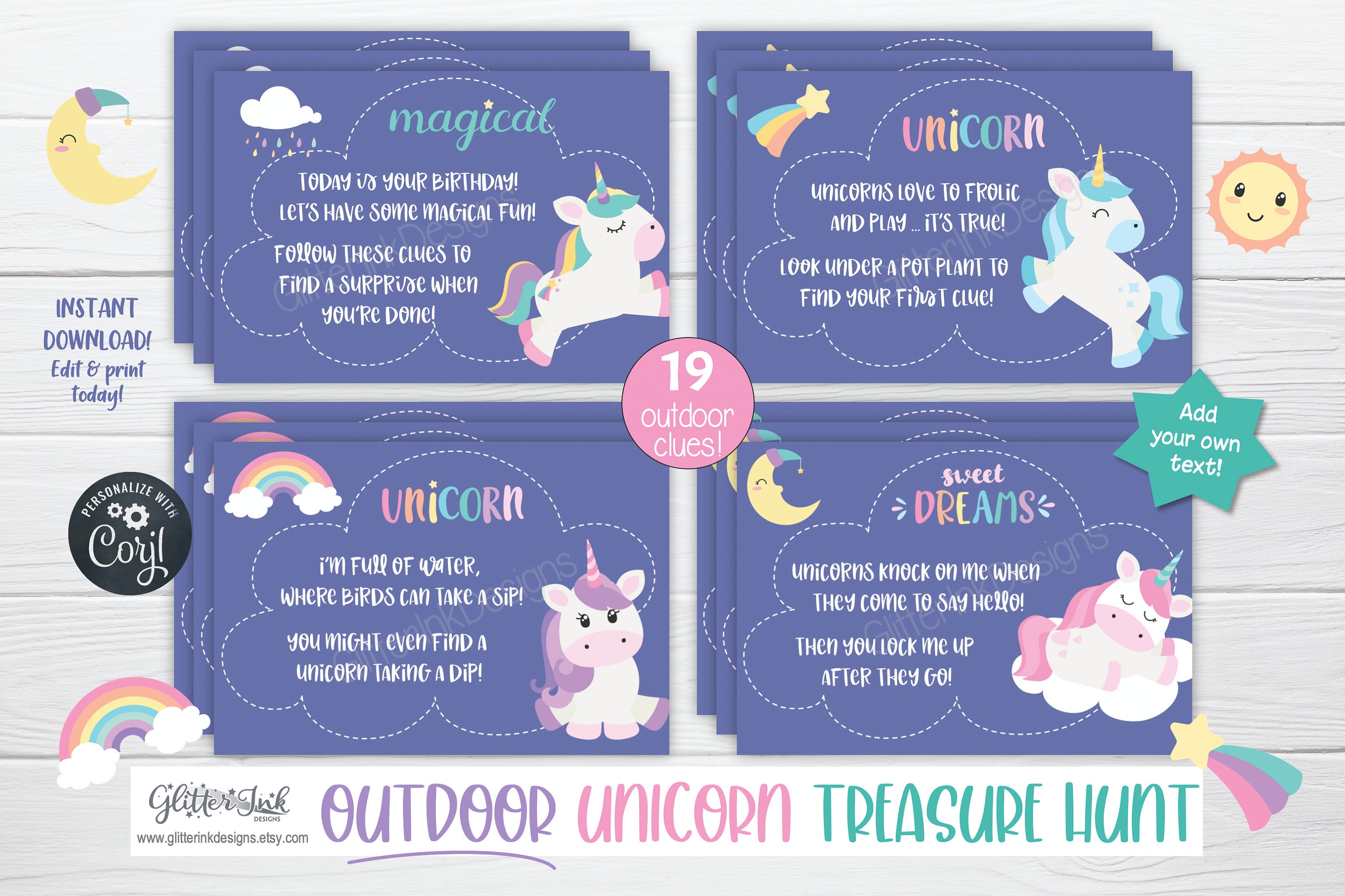Outdoor Birthday Unicorn Scavenger Hunt 