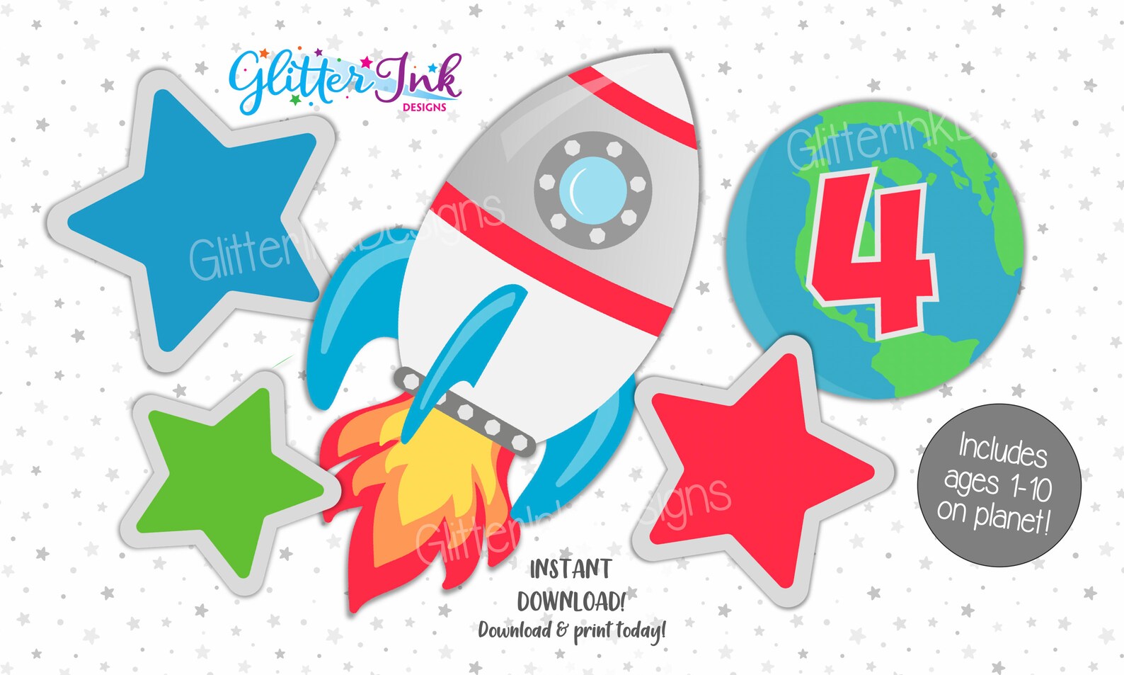 Outer Space Party Printable Cake Topper / Space Centerpiece / - Etsy