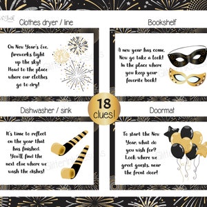 2024 New Years Eve scavenger hunt for kids / New Year's Eve party games / New Year treasure hunt clues printable / nye games for kids adults image 5