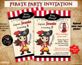 Girl Pirate Party photo invitation / Pirate birthday printable invitation / Pirate party invitation instant download / Editable invite Corjl