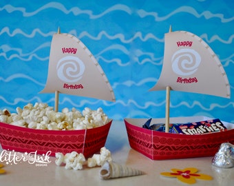 Moana party favors / Hawaiian party printable favor box / Moana decorations / Moana birthday treat box