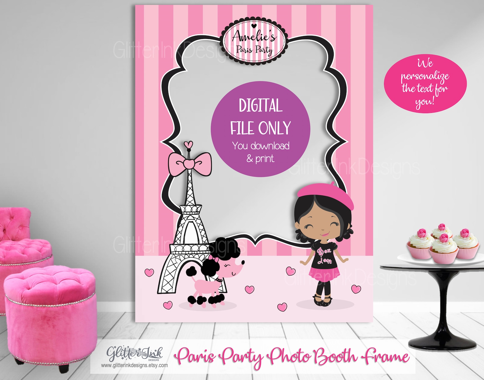 Paris Theme Party Photo Booth Frame / Paris Party Prop / Paris Etsy
