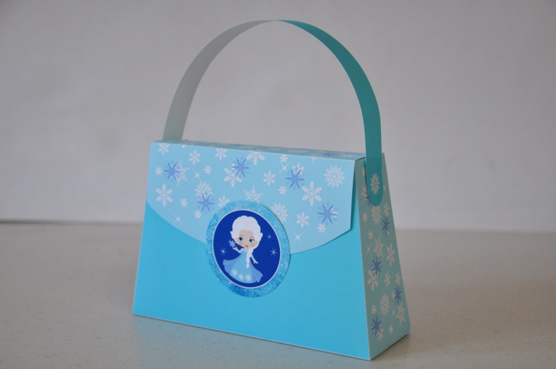 Ice princess printable purse favor box / Princess party favors / Princess treat boxes purse favors image 2