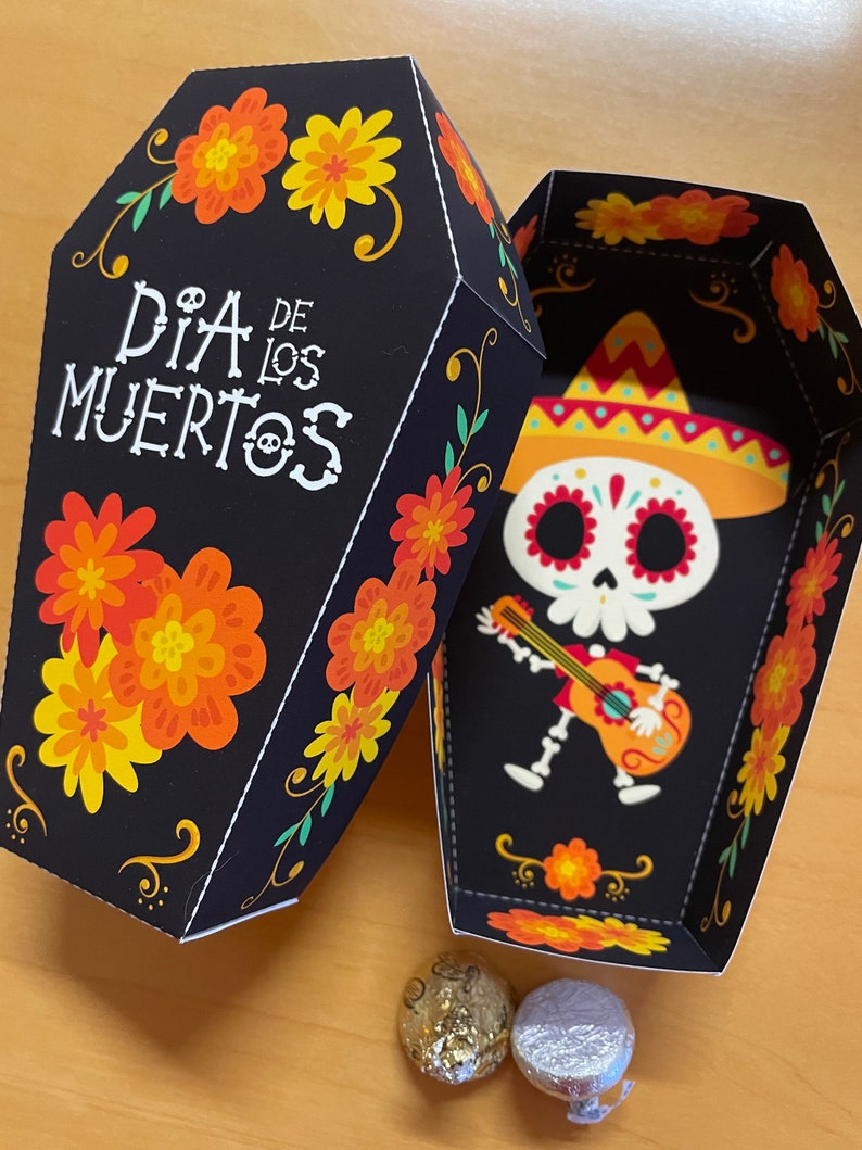 Day of the Dead Coffin Treat Box, Día De Los Muertos Sugar Skull Party ...