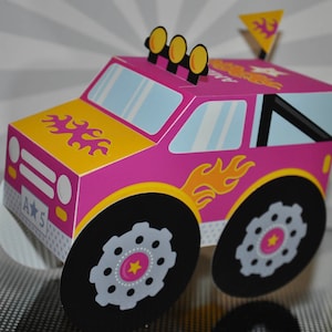Monster truck printable favor box / truck centerpiece decoration / truck party favors