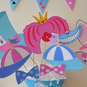 Alice in Wonderland Mad Hatter Tea Party printable photo booth props / First birthday, baby shower instant download party props