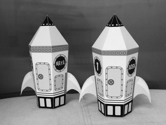 Outer space party rocket favor boxes / Space party favors / Astronaut party spaceship decorations / Space shuttle printable favor box Il_570xn