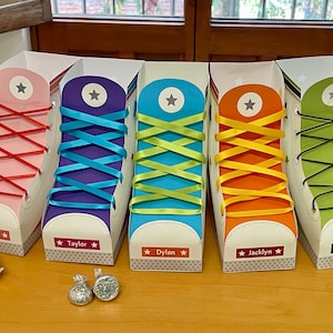 Roller skate party favor boxes / Rainbow roller skate party favors printable treat box DIGITAL DOWNLOAD