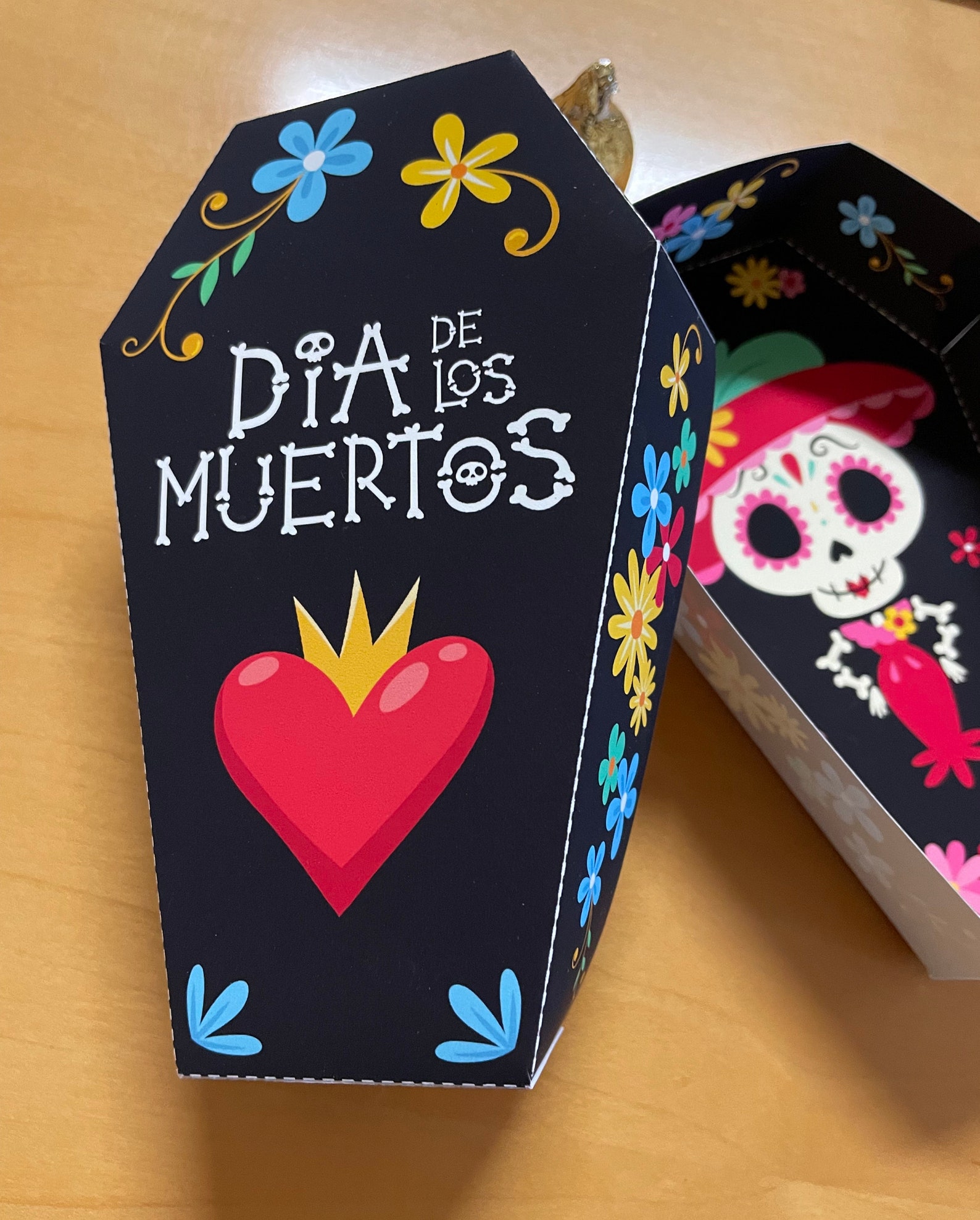 Day of the Dead Coffin Treat Box, Día De Los Muertos Sugar Skull Party ...
