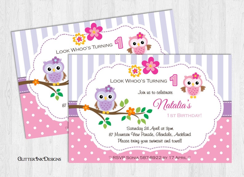 Owl Birthday Party Invitation Printable Digital PDF or JPG Etsy