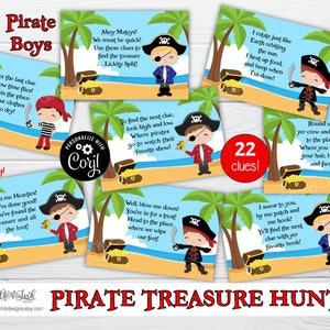 Aanwijzingen voor piratenspeurtocht voor kinderen voor kinderen / Kaarten voor piratenfeest speurtocht / Afdrukbare feestspellen piratenjongens schatkist afbeelding 2