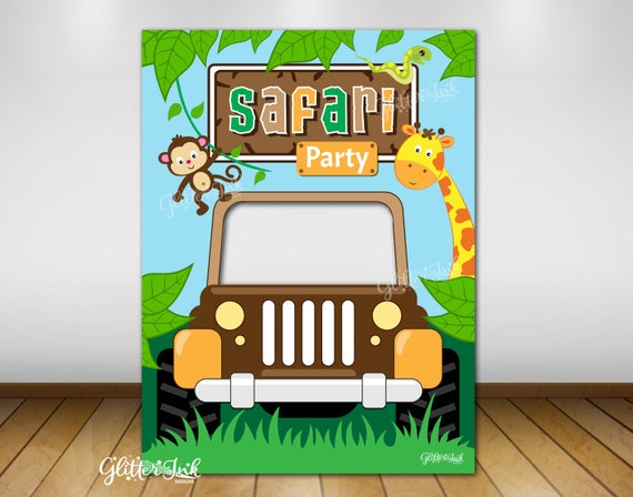 Jungle safari photo booth prop / jungle party dessert table backdrop / animal safari birthday / animal safari baby shower wall art Il_570xn