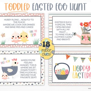 Toddler Easter scavenger hunt easy clues / Printable Easter egg hunt indoors / Editable kids treasure hunt clues / Easter bunny party games image 8