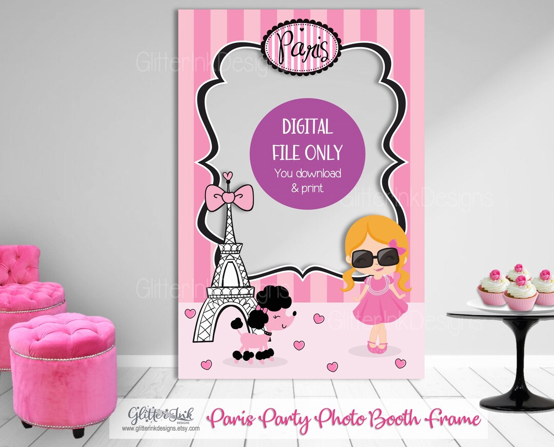 PRINTABLE 24x36 Paris Theme Party Photo Booth Frame / Paris Party 