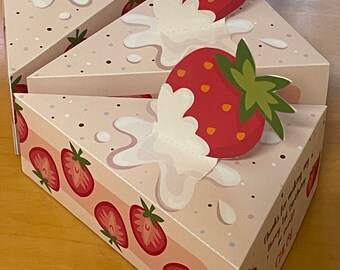 Strawberry Birthday Printable Cake Slice Box, Very Berry First