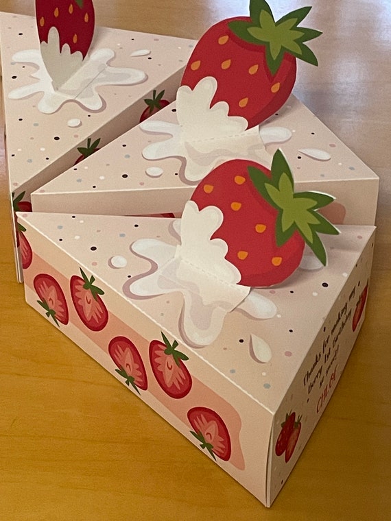 Strawberry Birthday Printable Cake Slice Box, Very Berry First