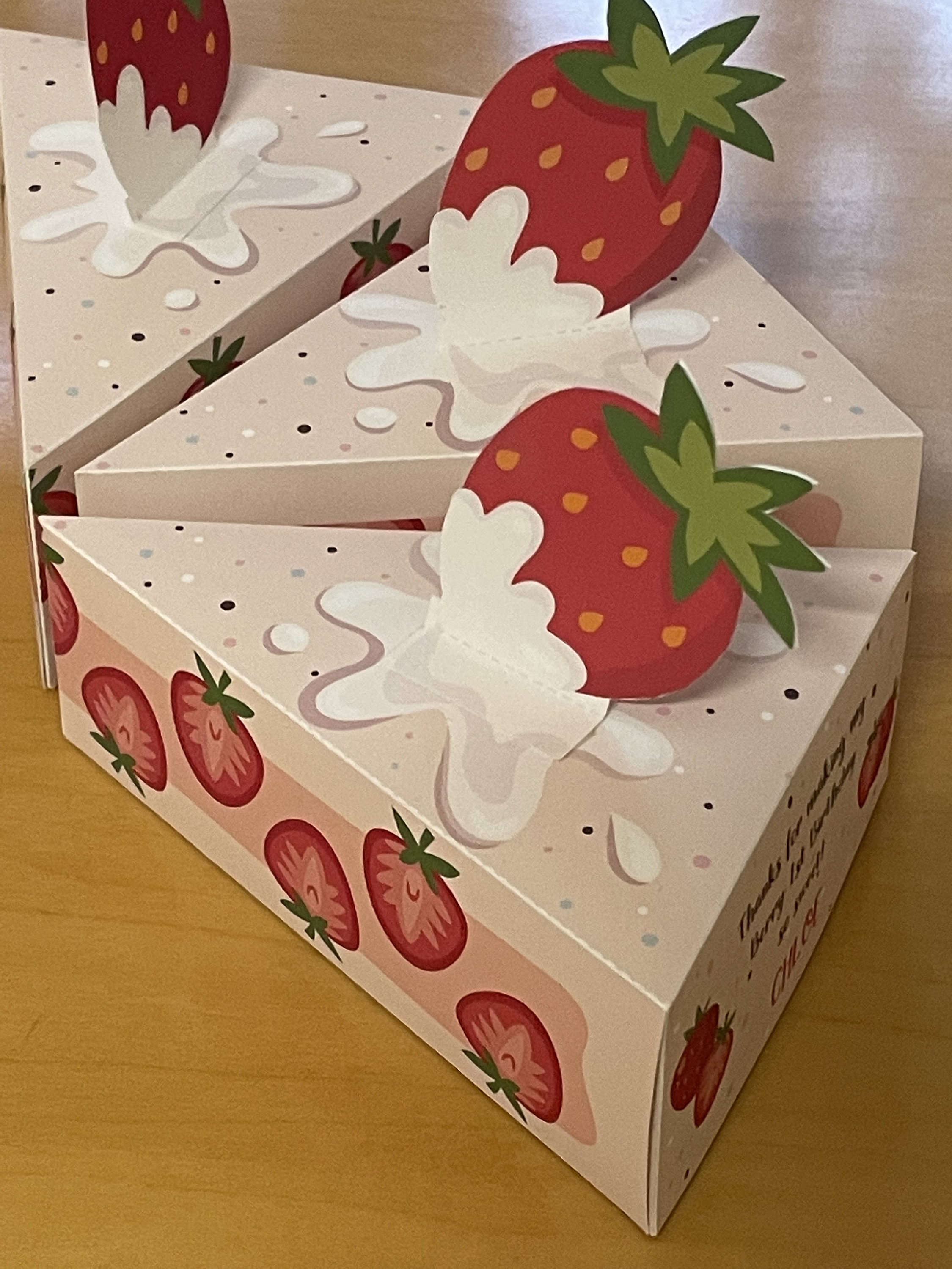 Strawberry Birthday Printable Cake Slice Box, Very Berry First